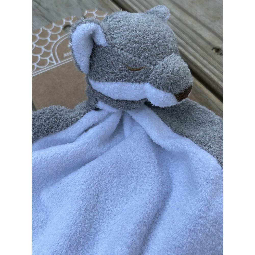 Angel Dear Gray White Fox Lovey Security Blanket Soft Plush Knotted Corners NEW